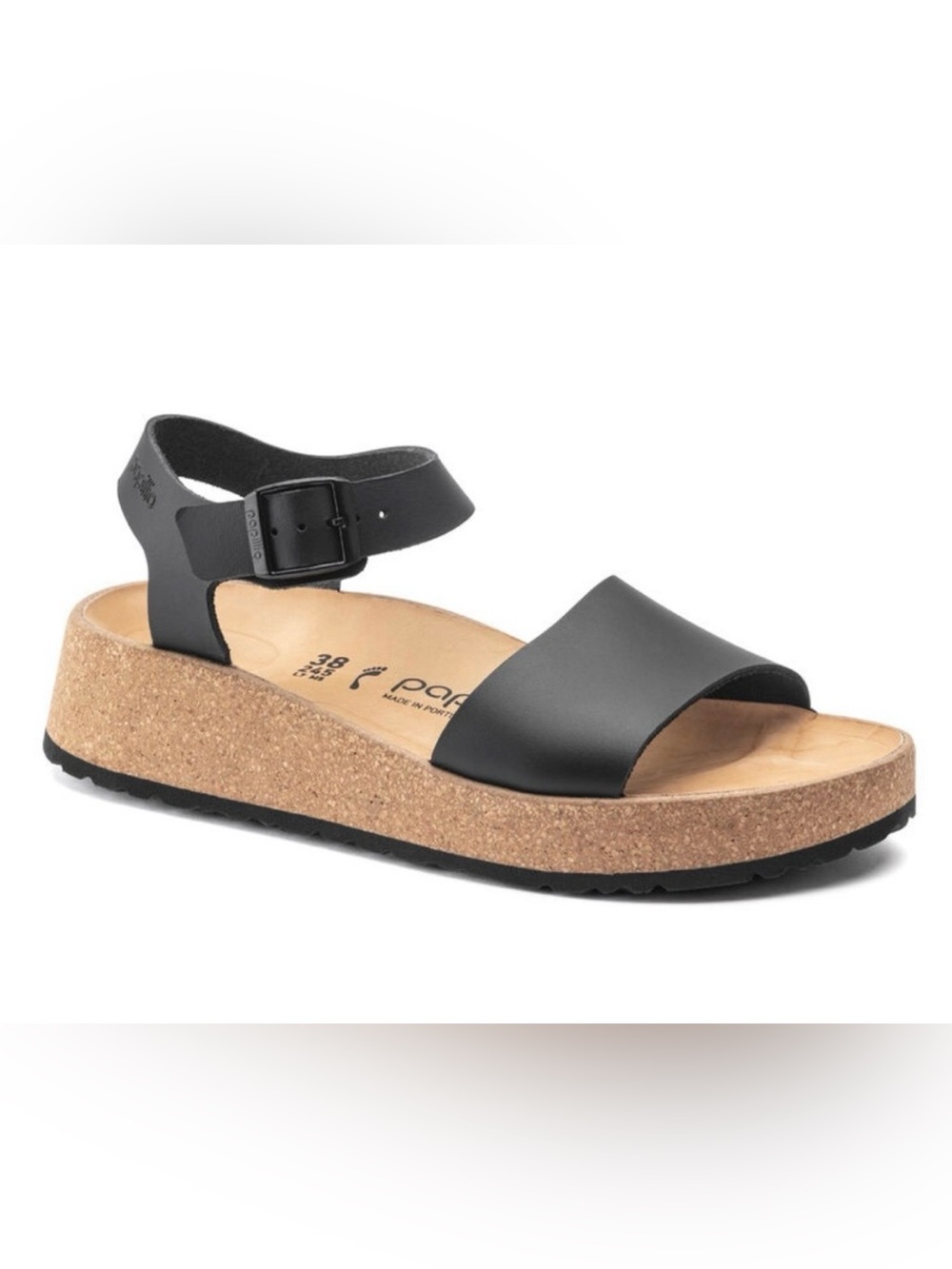 Papillio Birkenstocks Glenda Black Leather Platform Sandal size 40 NIB